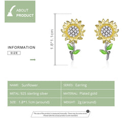 Sylvory 925 Sterling Silver Sunflower Studs