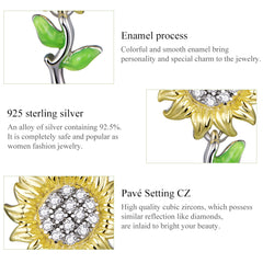 Sylvory 925 Sterling Silver Sunflower Studs