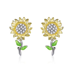 Sylvory 925 Sterling Silver Sunflower Studs
