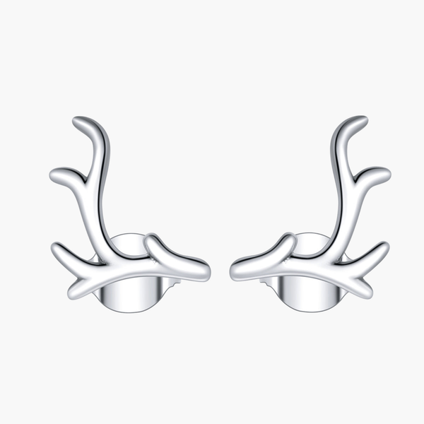 Silver Majestic Antlers Studs in 925 Sterling Silver by Sylvory