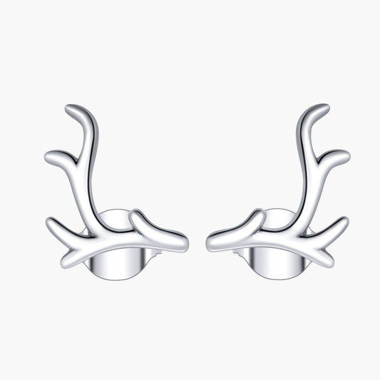 Silver Majestic Antlers Studs