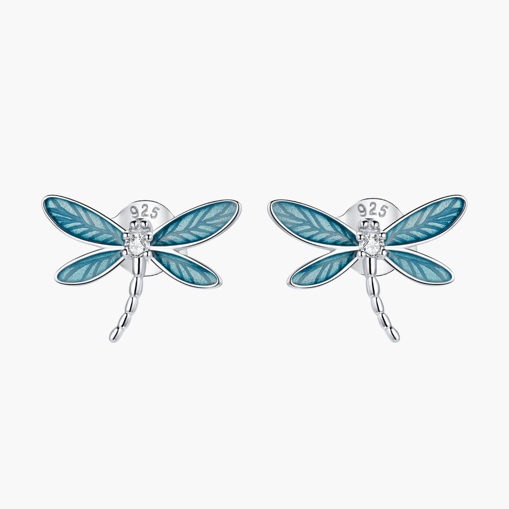 Silver Driftwood Dragonfly Studs