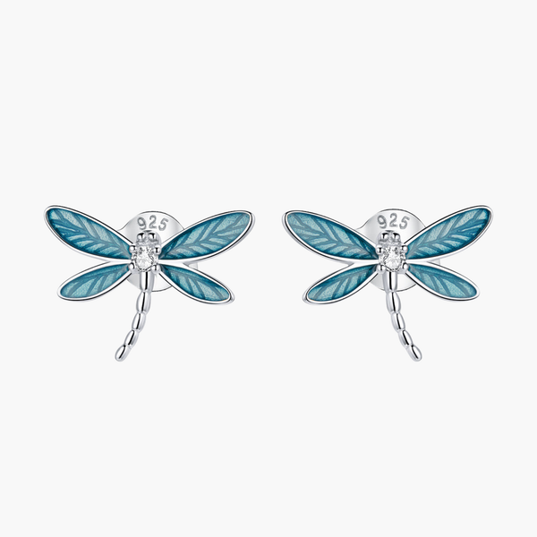 Silver Driftwood Dragonfly Studs in 925 Sterling Silver by Sylvory