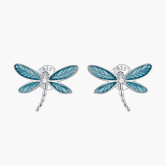 Silver Driftwood Dragonfly Studs