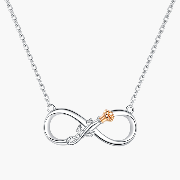 Silver Rose of Eternity Necklace in 925 Sterling Silver by Sylvory