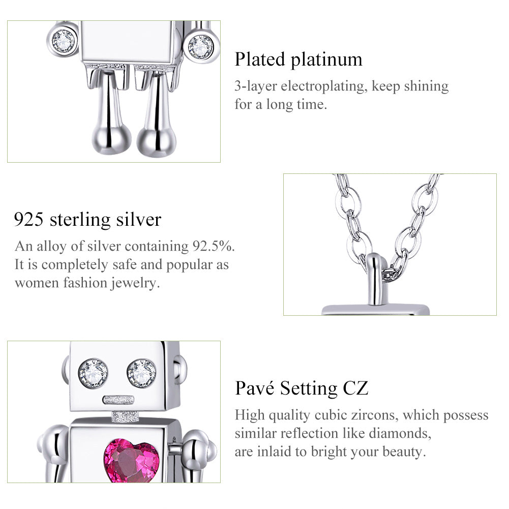 Sylvory 925 Sterling Silver Heartbot Necklace