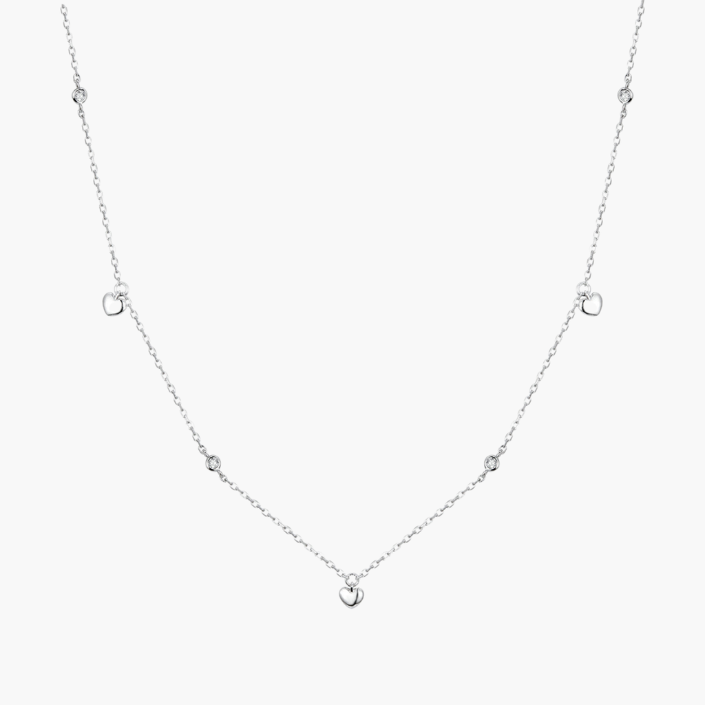 Silver Heart Cascade Necklace