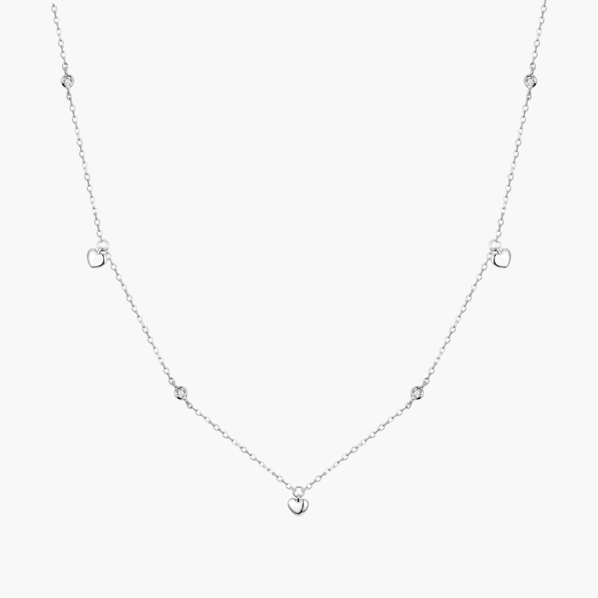 Silver Heart Cascade Necklace