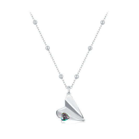 Sylvory 925 Sterling Silver Paper Plane Necklace