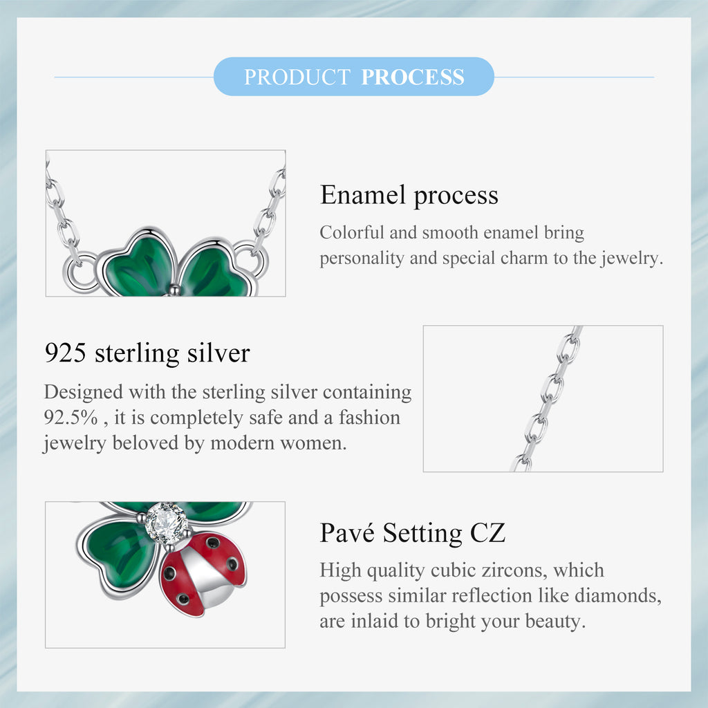 Sylvory 925 Sterling Silver Leaf Ladybug Necklace
