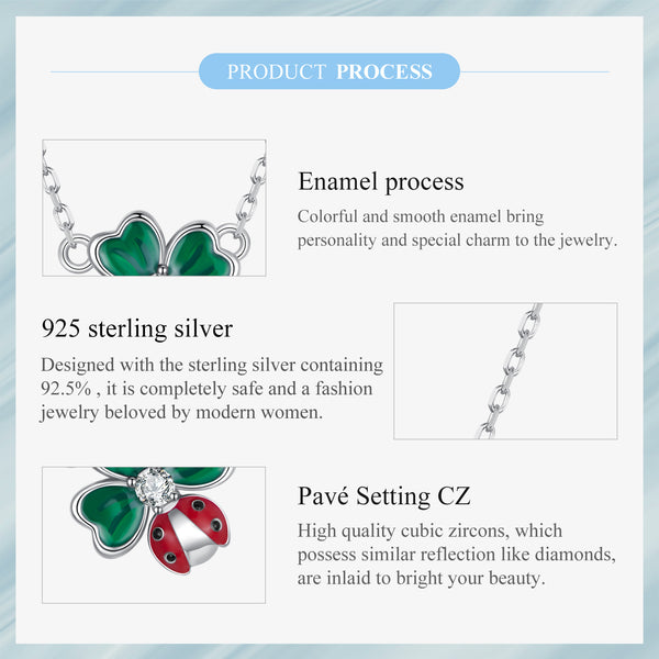 Sylvory 925 Sterling Silver Leaf Ladybug Necklace