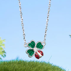 Sylvory 925 Sterling Silver Leaf Ladybug Necklace