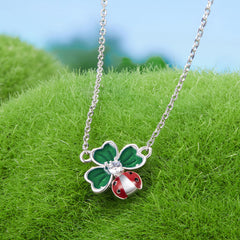 Sylvory 925 Sterling Silver Leaf Ladybug Necklace