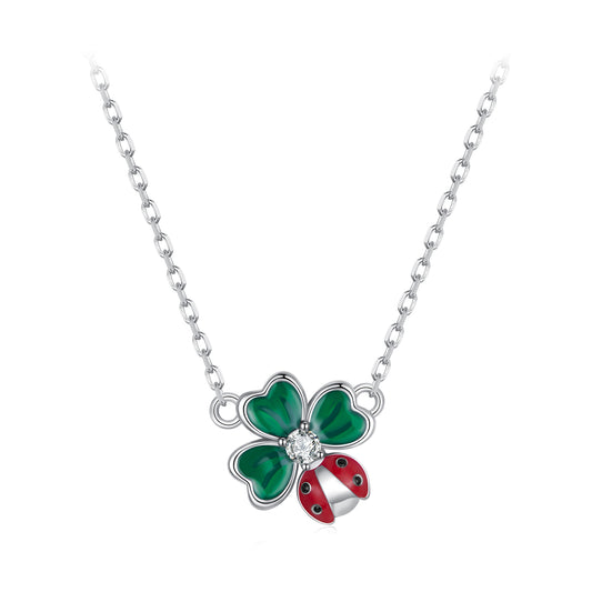Sylvory 925 Sterling Silver Leaf Ladybug Necklace