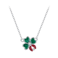 Sylvory 925 Sterling Silver Leaf Ladybug Necklace