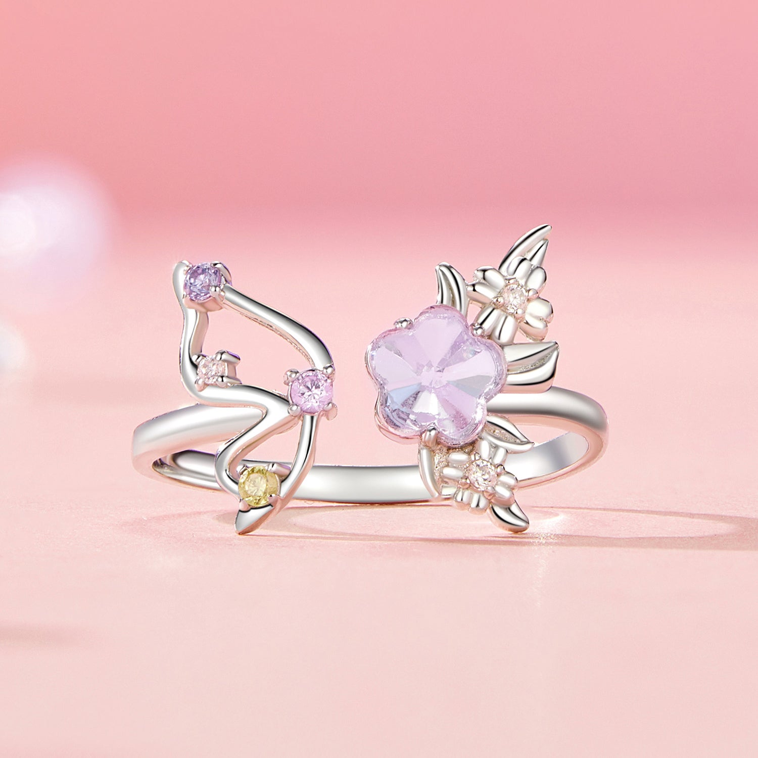 Sylvory 925 Sterling Silver Flutter Flora Ring