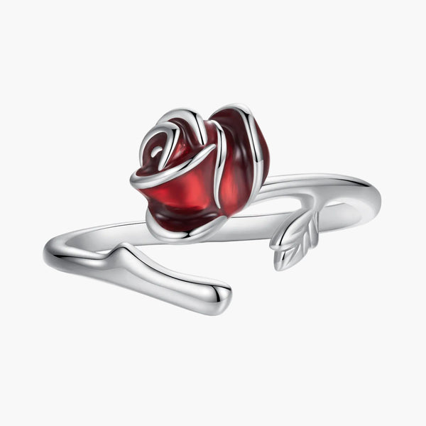 Silver Scarlet Rose Ring in 925 Sterling Silver by Sylvory