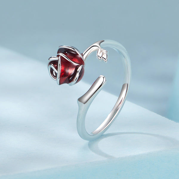 Silver Scarlet Rose Ring