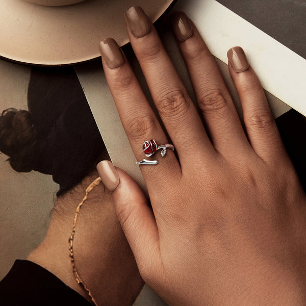Silver Scarlet Rose Ring