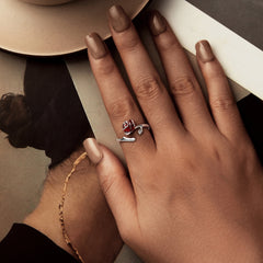 Silver Scarlet Rose Ring