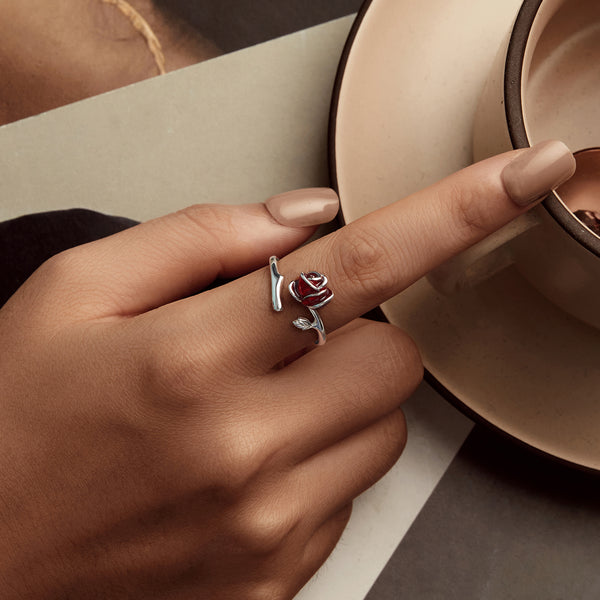 Silver Scarlet Rose Ring