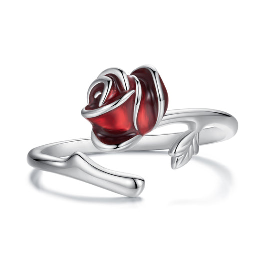 Sylvory 925 Sterling Silver Scarlet Rose Ring