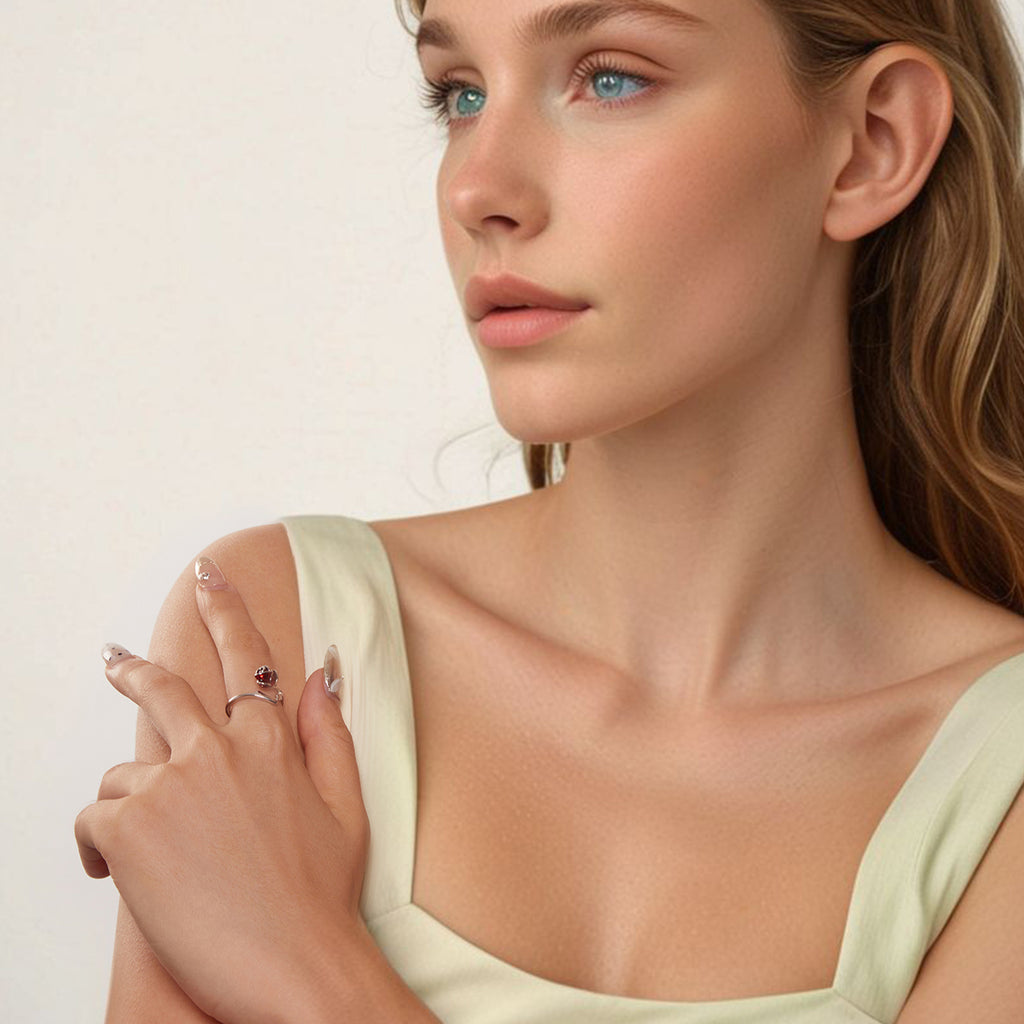 Silver Scarlet Rose Ring