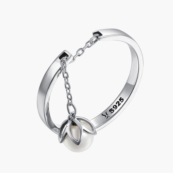 Silver Luna Drop Ring in 925 Sterling Silver by Sylvory