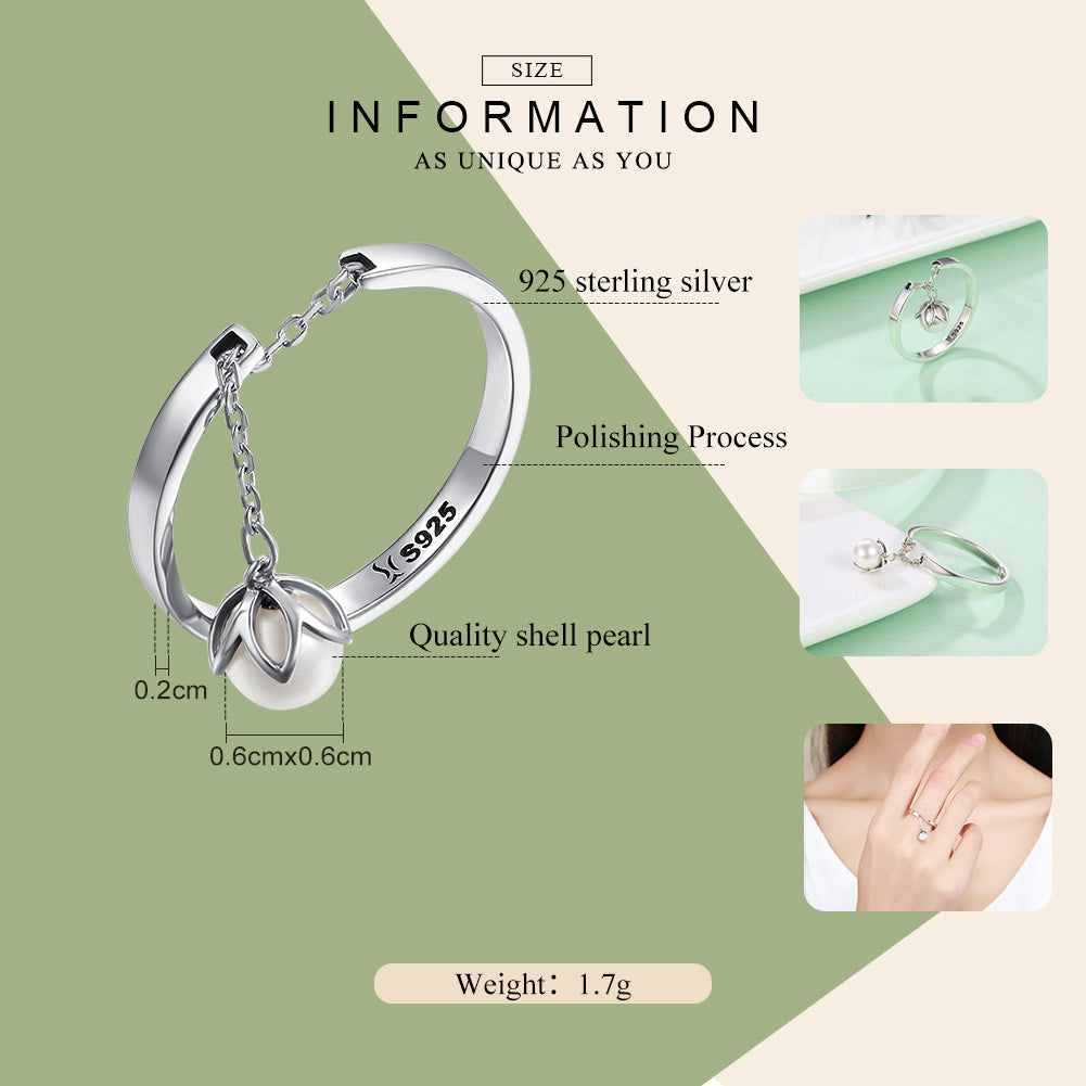 Sylvory 925 Sterling Silver Luna Drop Ring