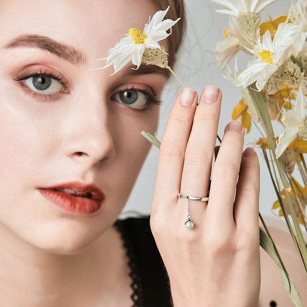 Sylvory 925 Sterling Silver Luna Drop Ring