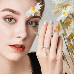 Sylvory 925 Sterling Silver Luna Drop Ring