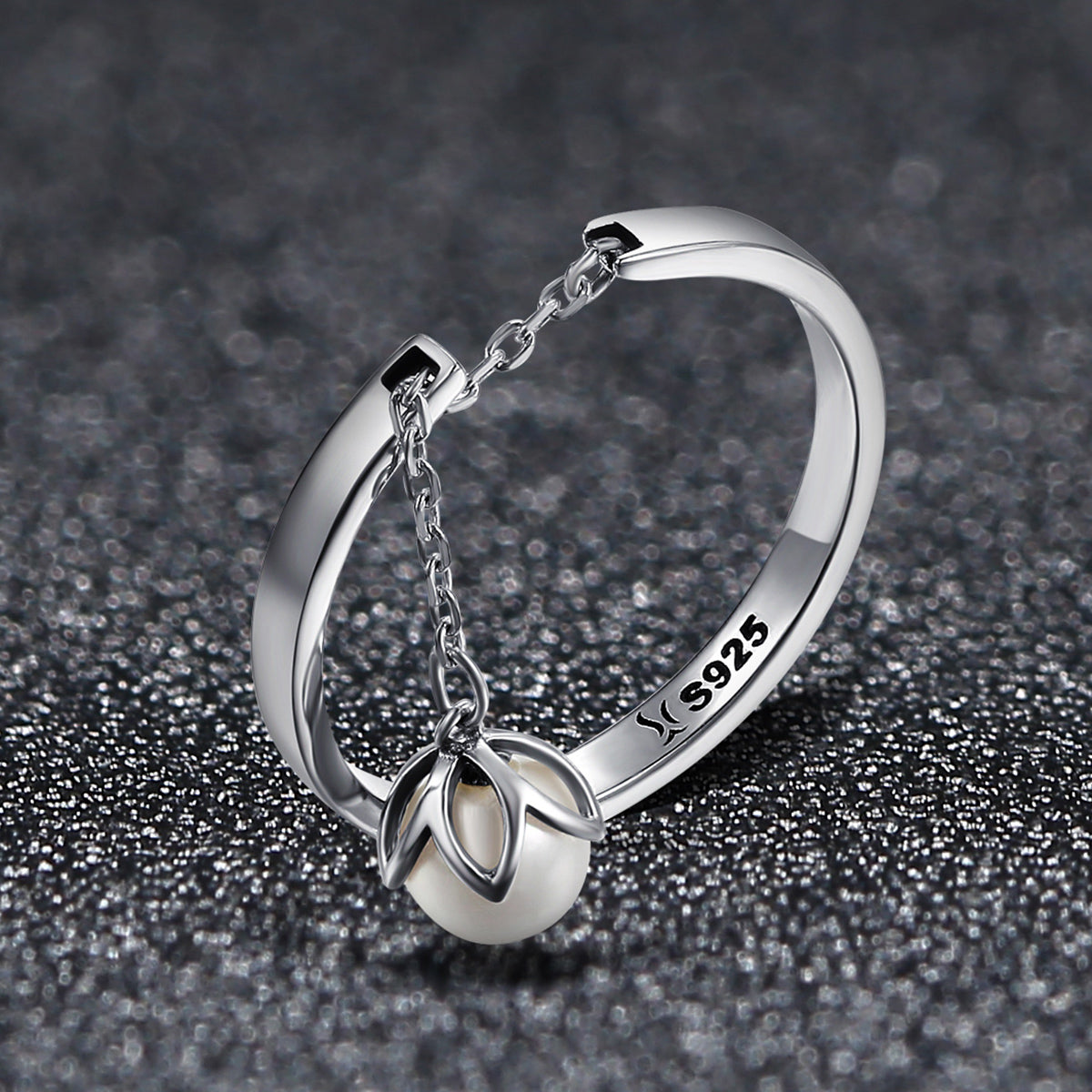 Sylvory 925 Sterling Silver Luna Drop Ring