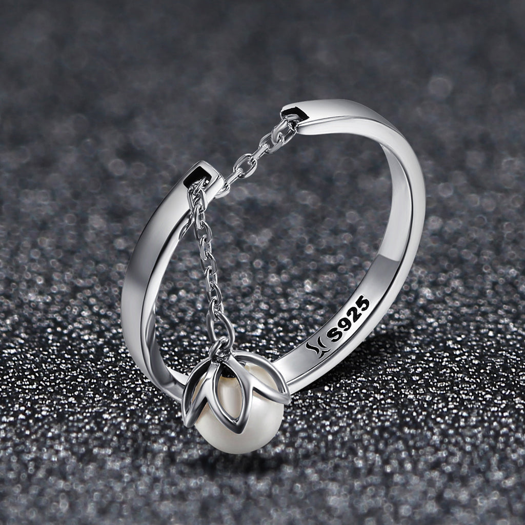 Sylvory 925 Sterling Silver Luna Drop Ring