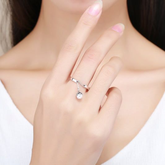 Sylvory 925 Sterling Silver Luna Drop Ring