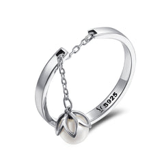 Sylvory 925 Sterling Silver Luna Drop Ring