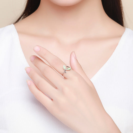 Sylvory 925 Sterling Silver Spring Sprout Ring