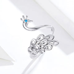 Sylvory 925 Sterling Silver Peacock Pride Ring