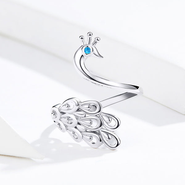 Sylvory 925 Sterling Silver Peacock Pride Ring