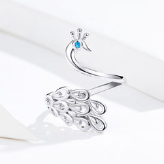 Sylvory 925 Sterling Silver Peacock Pride Ring
