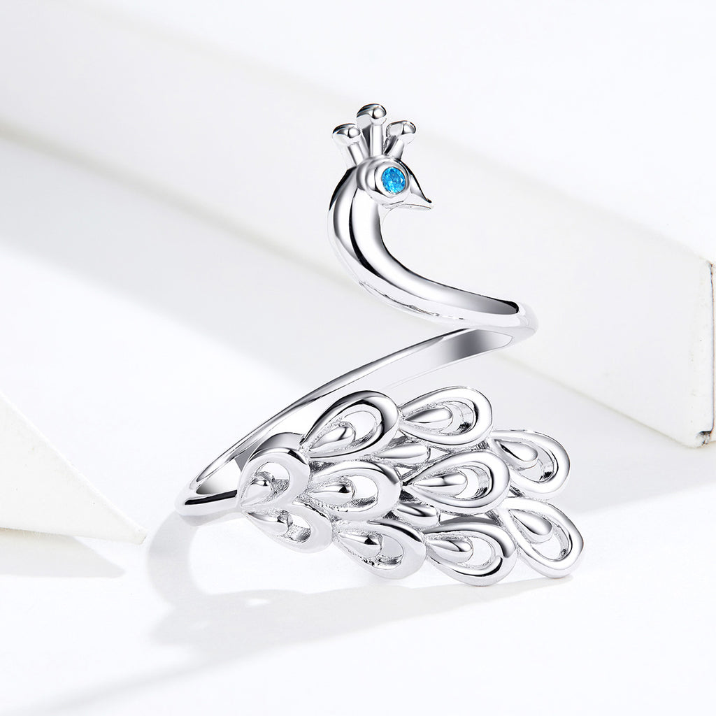 Sylvory 925 Sterling Silver Peacock Pride Ring