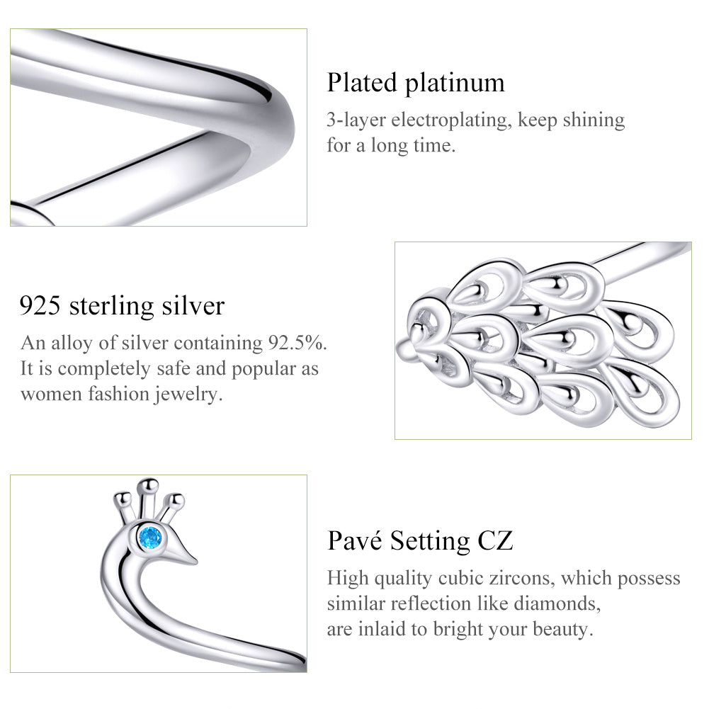 Sylvory 925 Sterling Silver Peacock Pride Ring