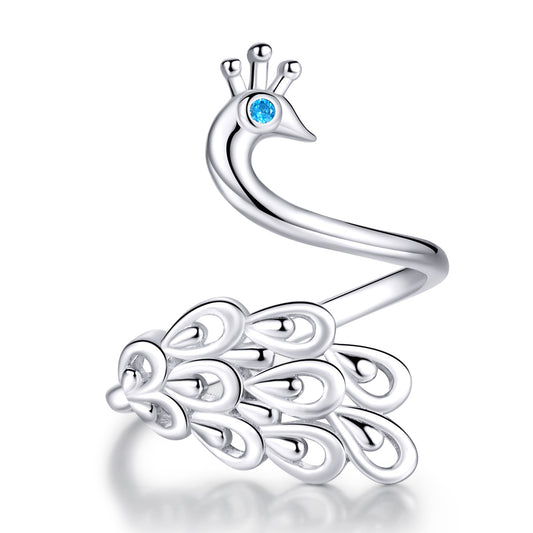 Sylvory 925 Sterling Silver Peacock Pride Ring