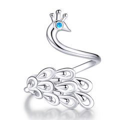 Sylvory 925 Sterling Silver Peacock Pride Ring