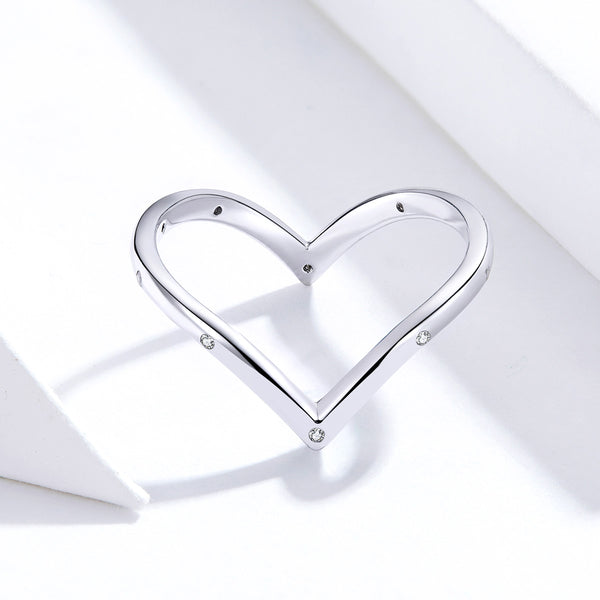 Silver V-Crescent Ring