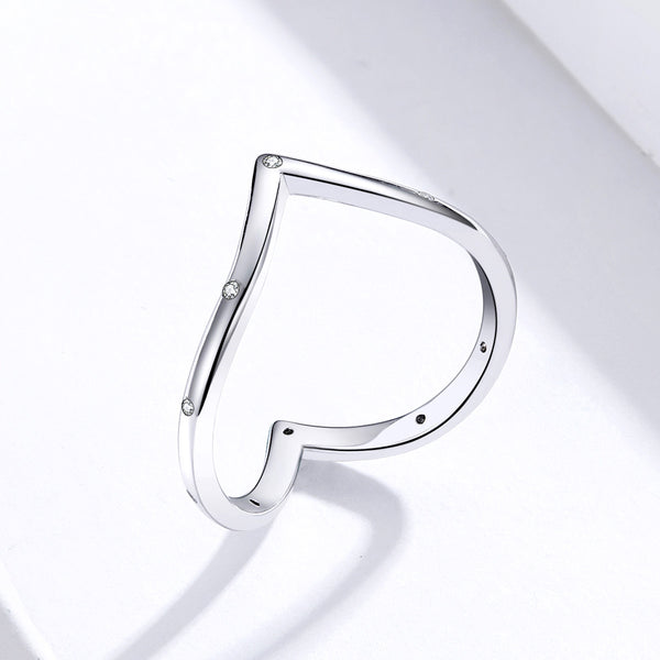 Silver V-Crescent Ring
