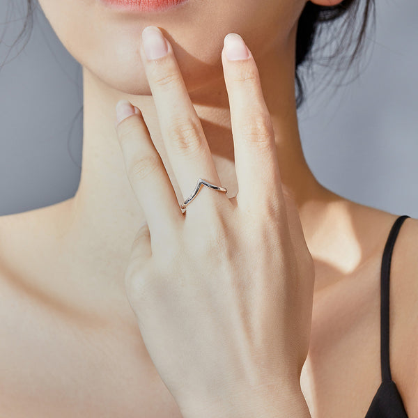 Silver V-Crescent Ring