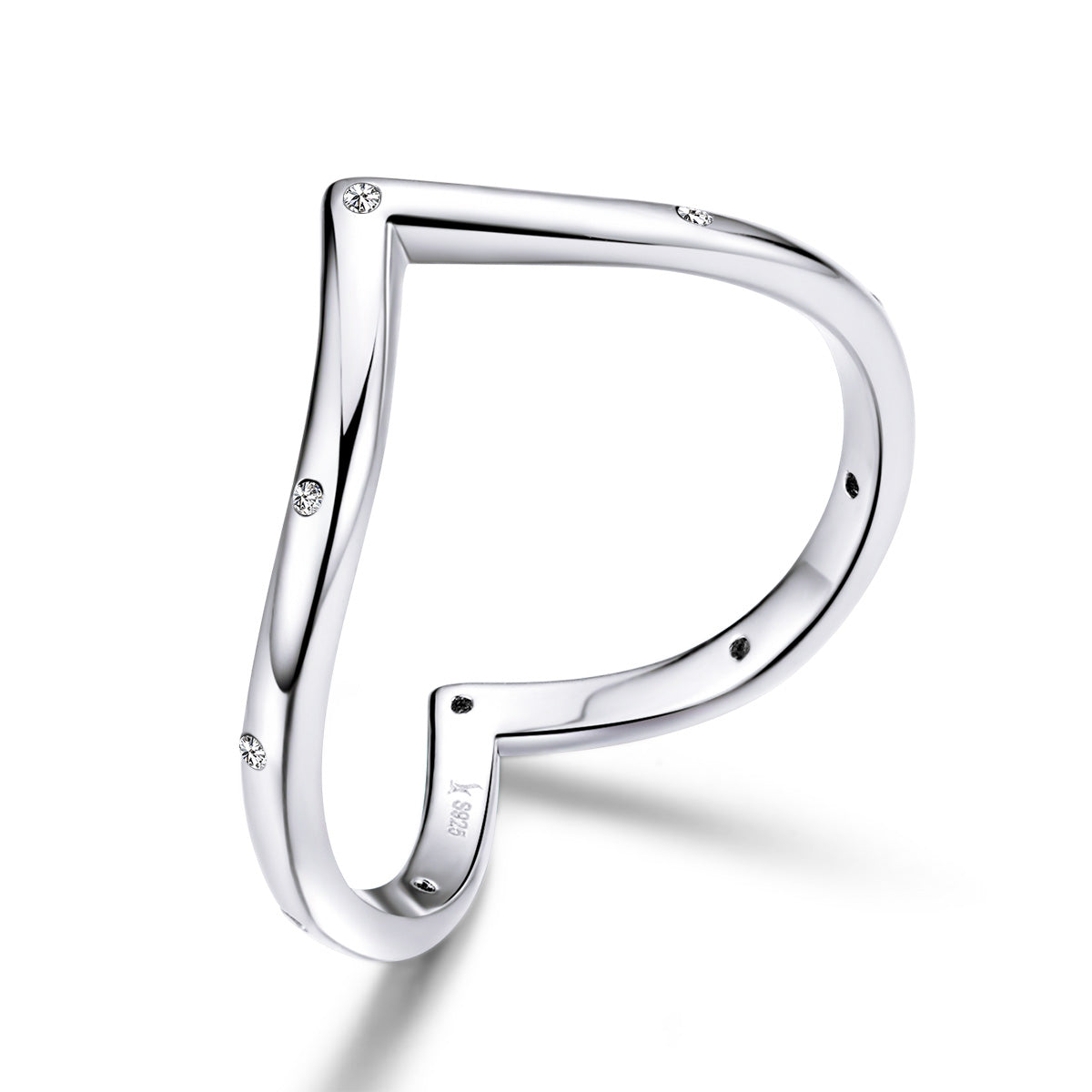 Sylvory 925 Sterling Silver V-Crescent Ring