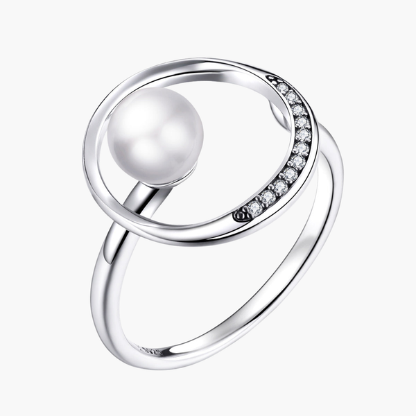 Silver Lumina Pearl Ring in 925 Sterling Silver by Sylvory