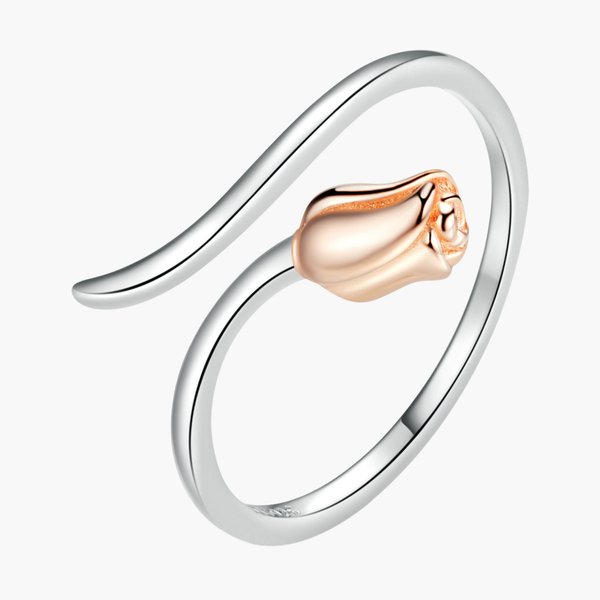 Silver Delicate Rosebud Ring in 925 Sterling Silver by Sylvory