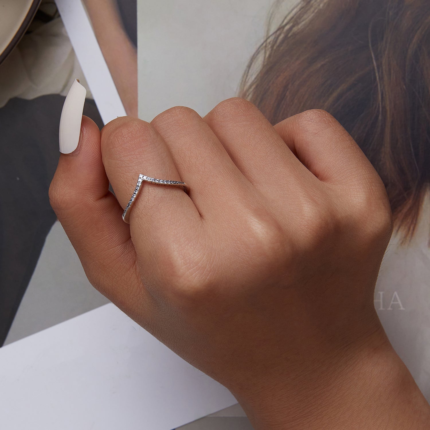 Silver Wishbone Affinity Ring Secondary image